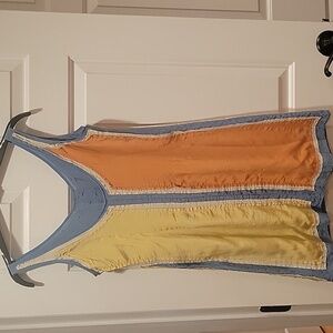 Colorblock Sleeveless Mini Dress; 100% Silk
